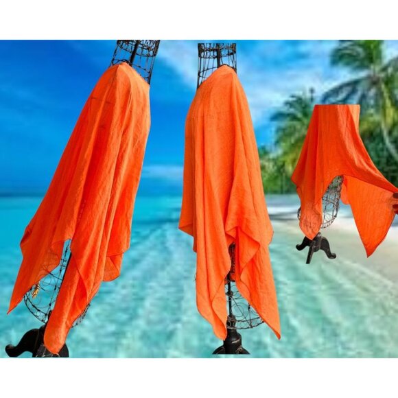 Vintage Swimsuit Cover Up One Size Orange Beach Cruise Tropical Island Vacation - Picture 5 of 10